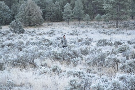 Justin looking for the deer we had just taken.